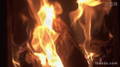 燃烧的木柴木炭火焰篝火升格